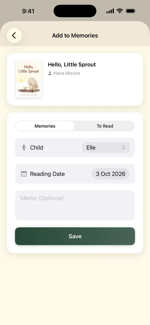 Logging a book with the child and the date read