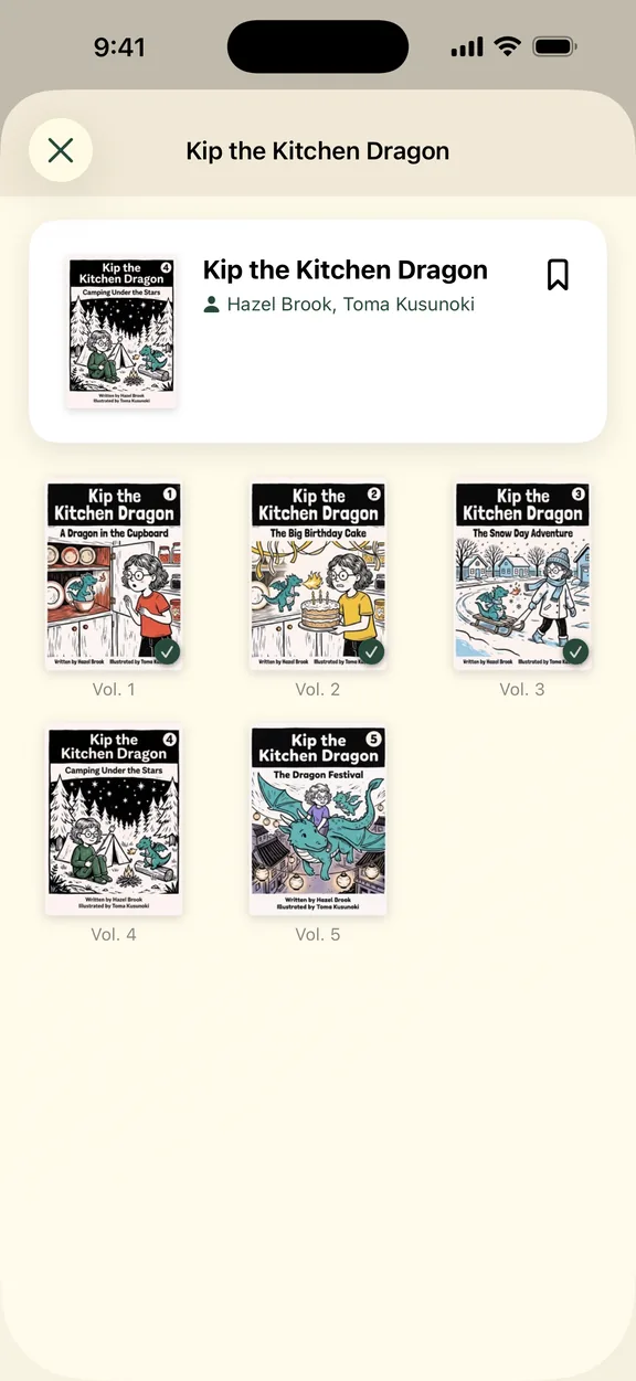 A series with every volume and a tick on the ones read